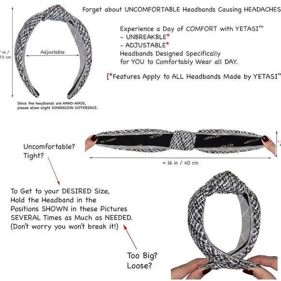 Denim Blue Pearl Knotted Headbands for Women Go with Everything.Comfy Soft Fabri - Picture 5 of 7